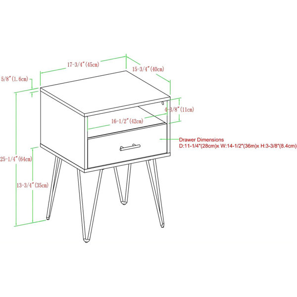 Corrigan Studio® Modern Small Bed Side Table Nightstand With Drawer